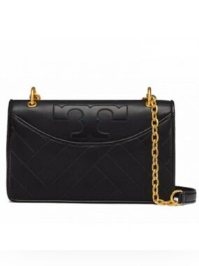 TORY BURCH 🖤ALEXA🖤 BLACK LEATHER CONVERTIBLE SHOULDER BAG 🌟EUC🌟